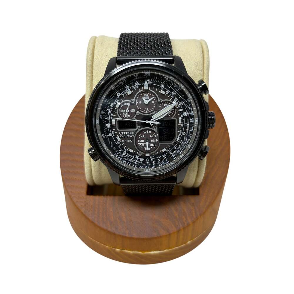 Citizen Navihawk A-T Mens Watch JY8037-50E Eco-Drive Black Mesh Promaster Box